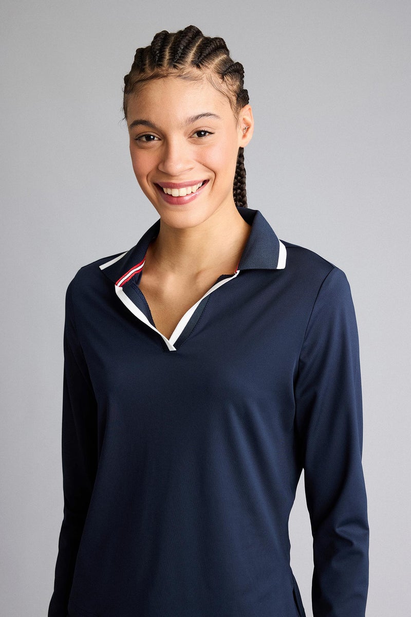 DeFacto Blue Woman Standard Fit Sports Long Sleeve Polo T-Shirt Casual - Image 3
